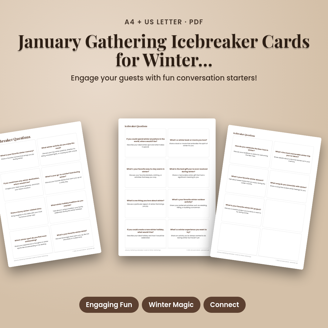 January Gathering Icebreaker Cards for Winter Gatherings