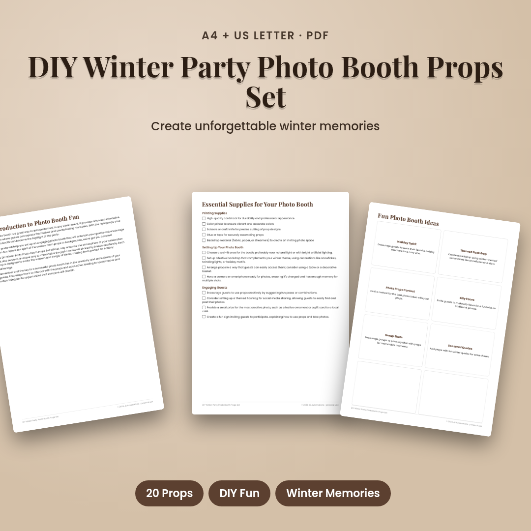 DIY Winter Party Photo Booth Props Set
