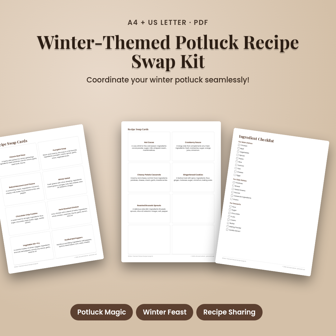Winter-Themed Potluck Recipe Swap Kit