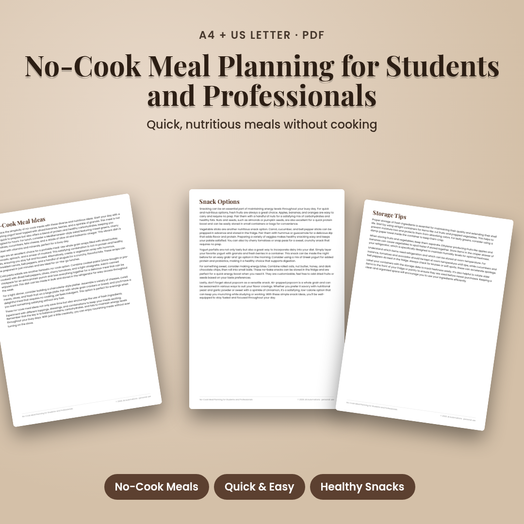 No-Cook Meal Planning for Students and Professionals