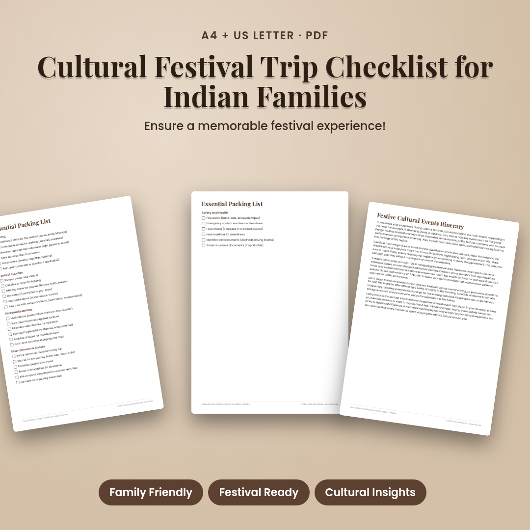 Cultural Festival Trip Checklist for Indian Families