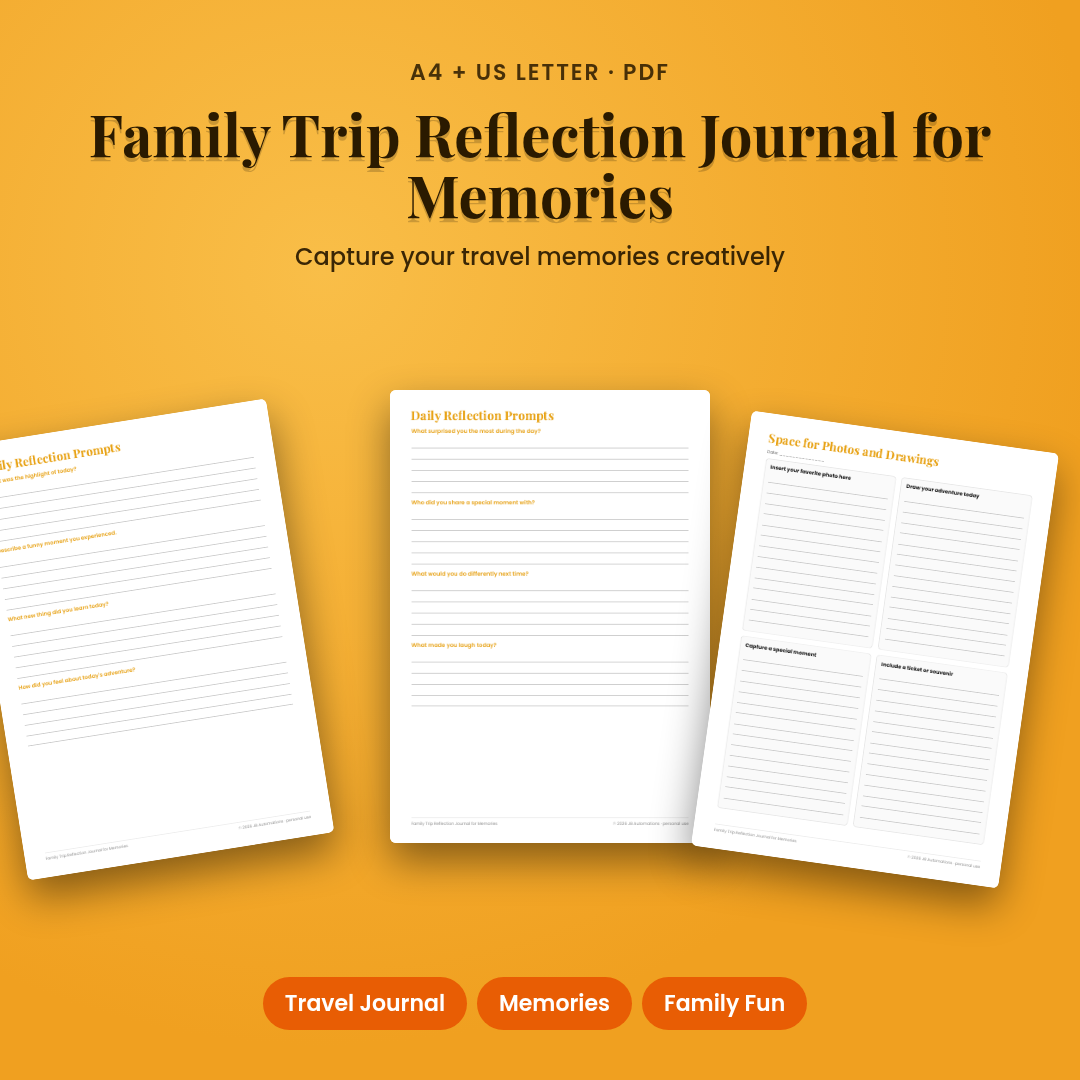Family Trip Reflection Journal for Memories