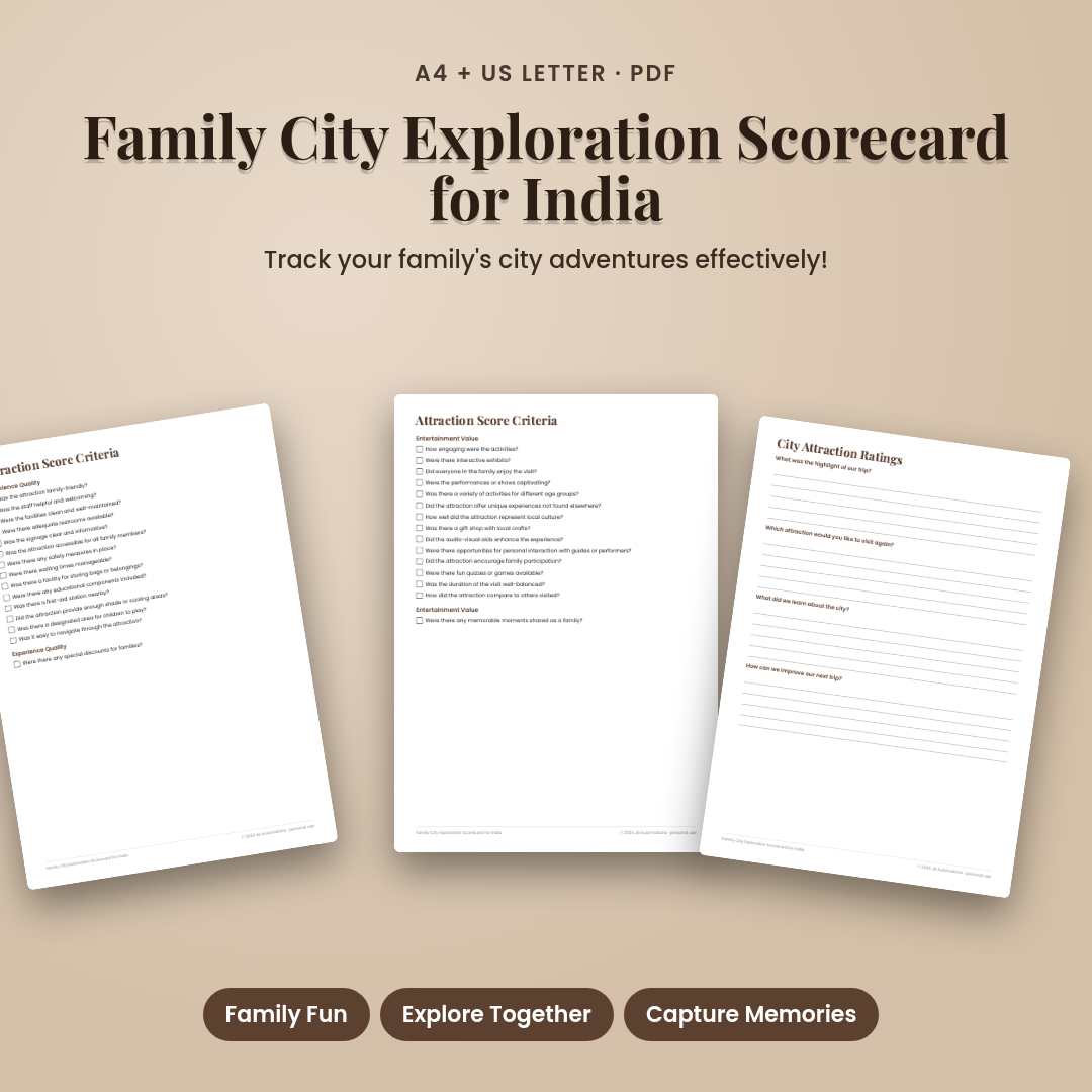 Family City Exploration Scorecard for India