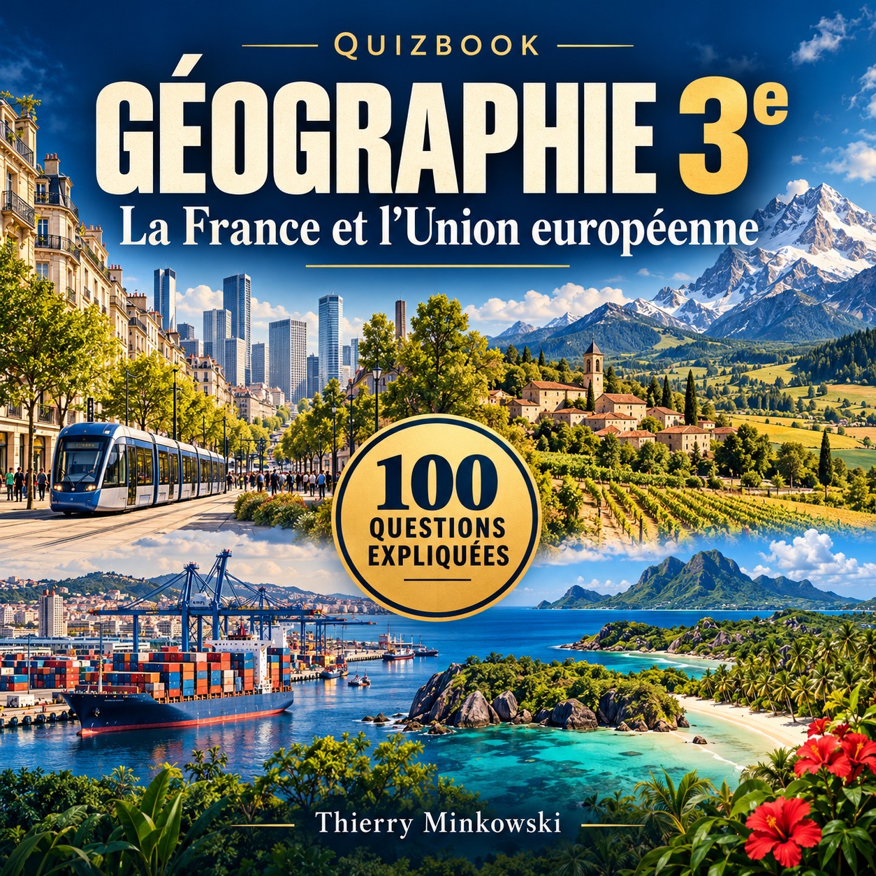 Couverture du QuizBook Géographie 3e, 100 questions expliquées