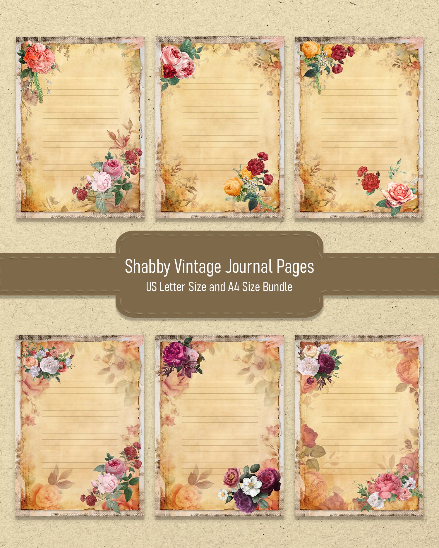 Junk journal printable pages, vintage floral multi purpose digital sheet  instant download - payhip