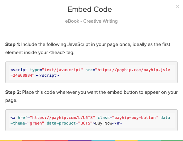 The embed code for a Payhip button