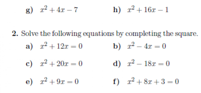 Solve By Completing The Square Worksheet - Escolagersonalvesgui