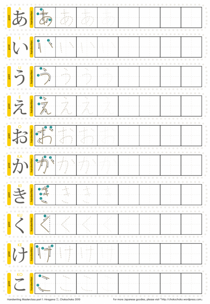 Hiragana Practice Sheets