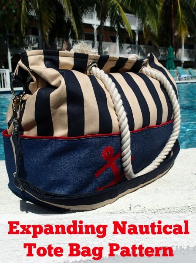 Expanding nautical tote bag